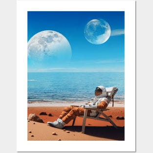 Astronaut on Mars beach Posters and Art